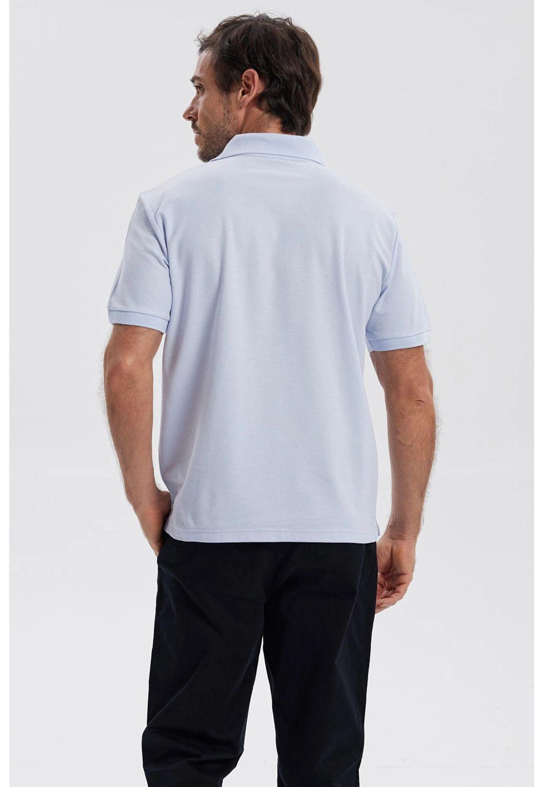 Polera Hombre Piqué Básica Lisa Celeste-2