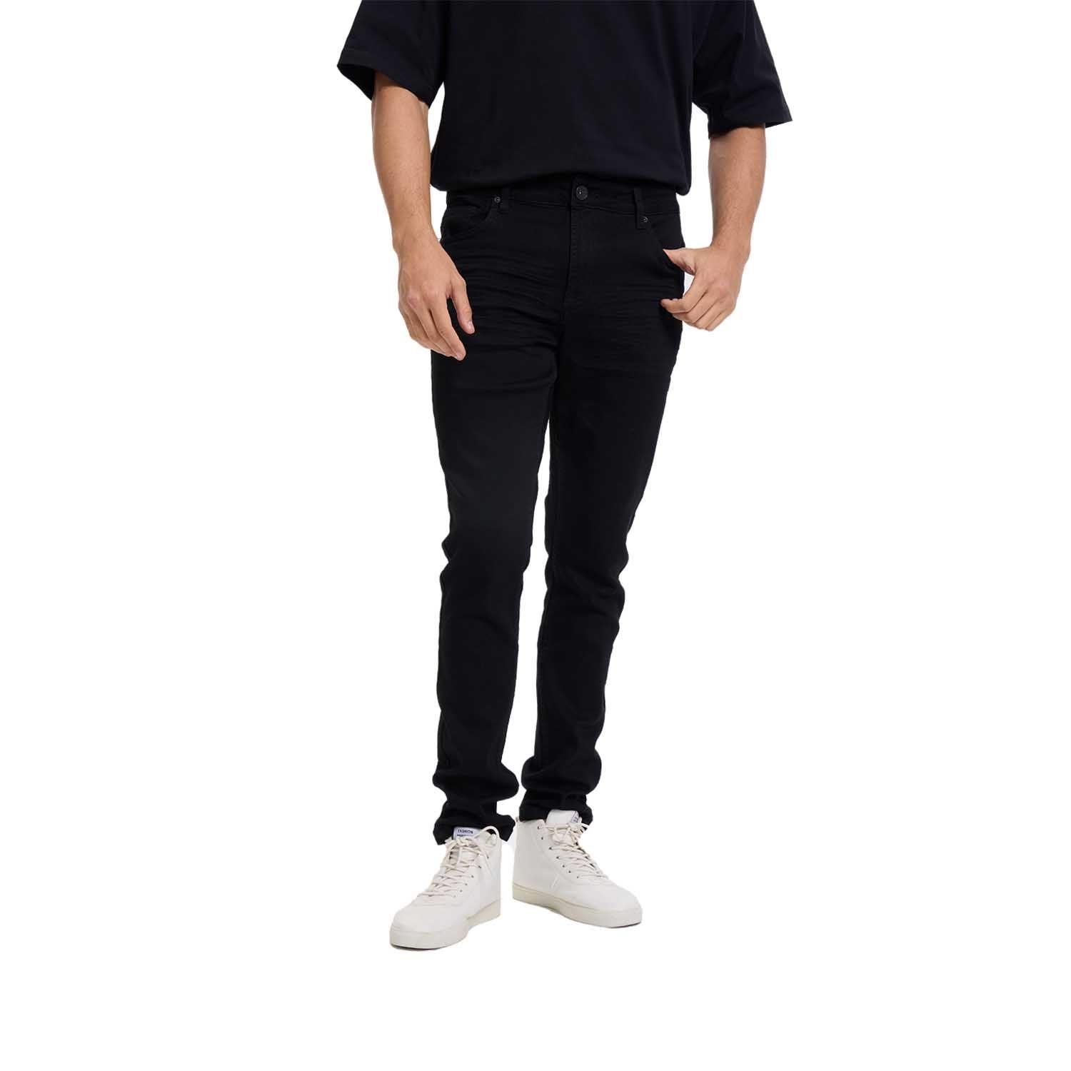 Jeans Hombre Skinny Liso Negro Fashion's Park-0