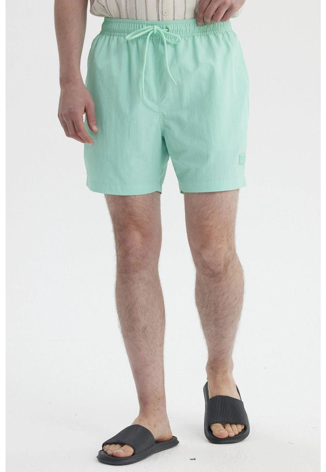 Short de Baño Hombre Liso Verde Agua-0