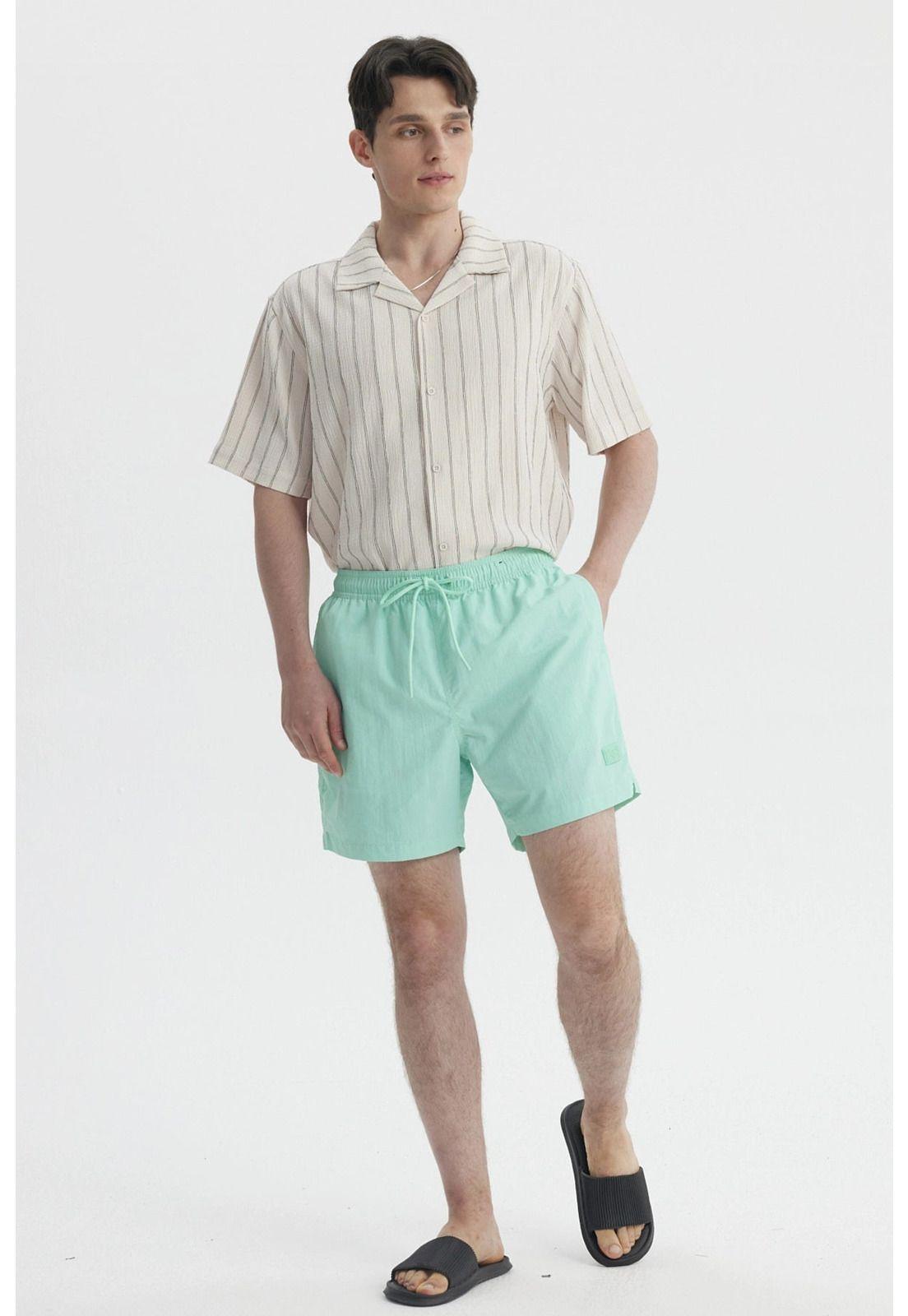 Short de Baño Hombre Liso Verde Agua-3