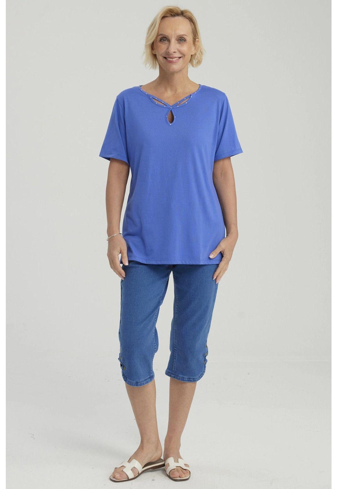 Polera Mujer Lisa Apertura Azulino-1