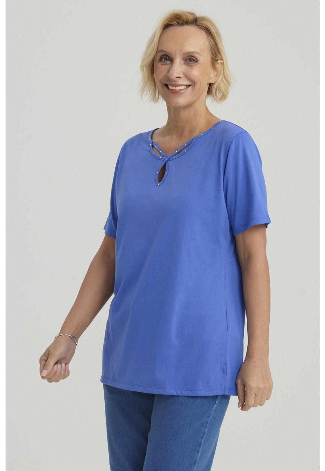 Polera Mujer Lisa Apertura Azulino-3