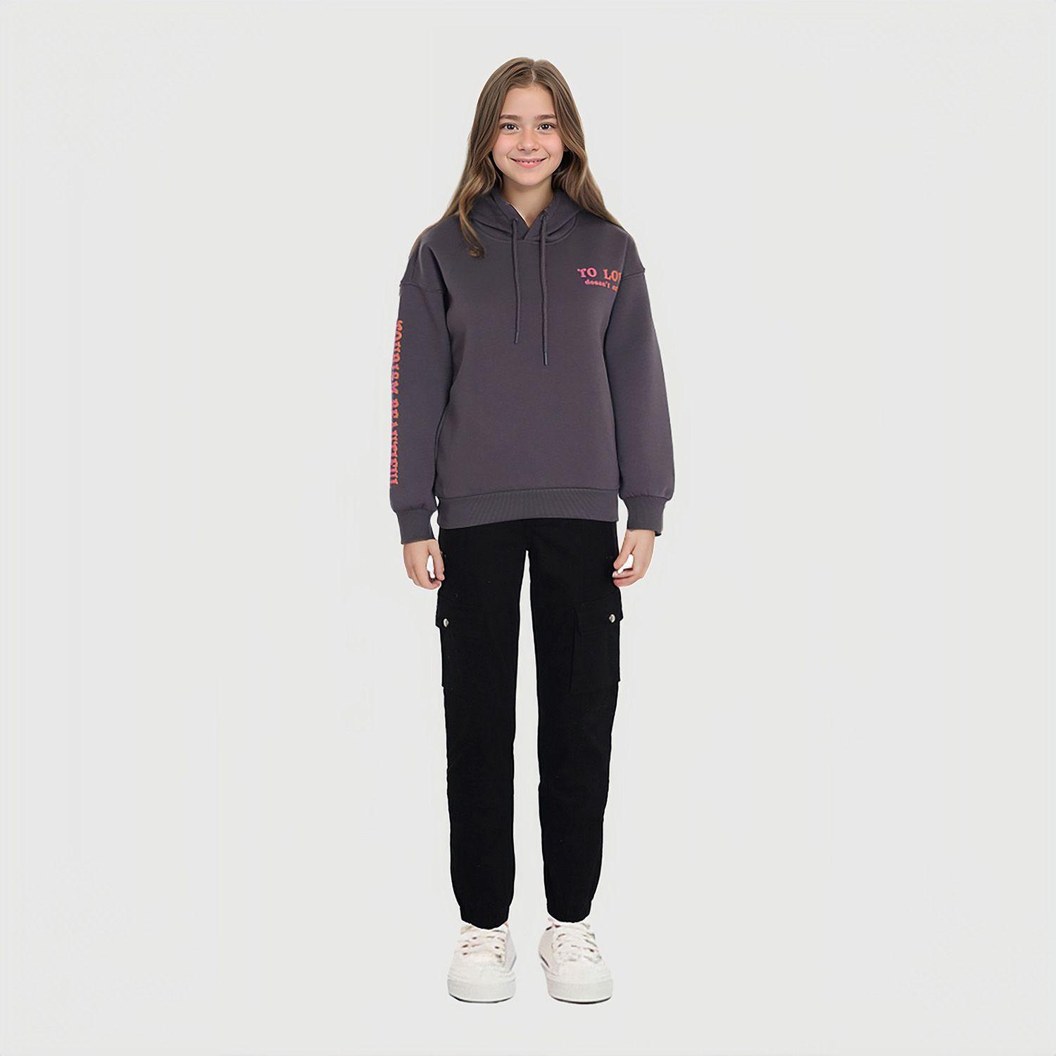 Polerón Niña Oversize Print Gris Grafito-2
