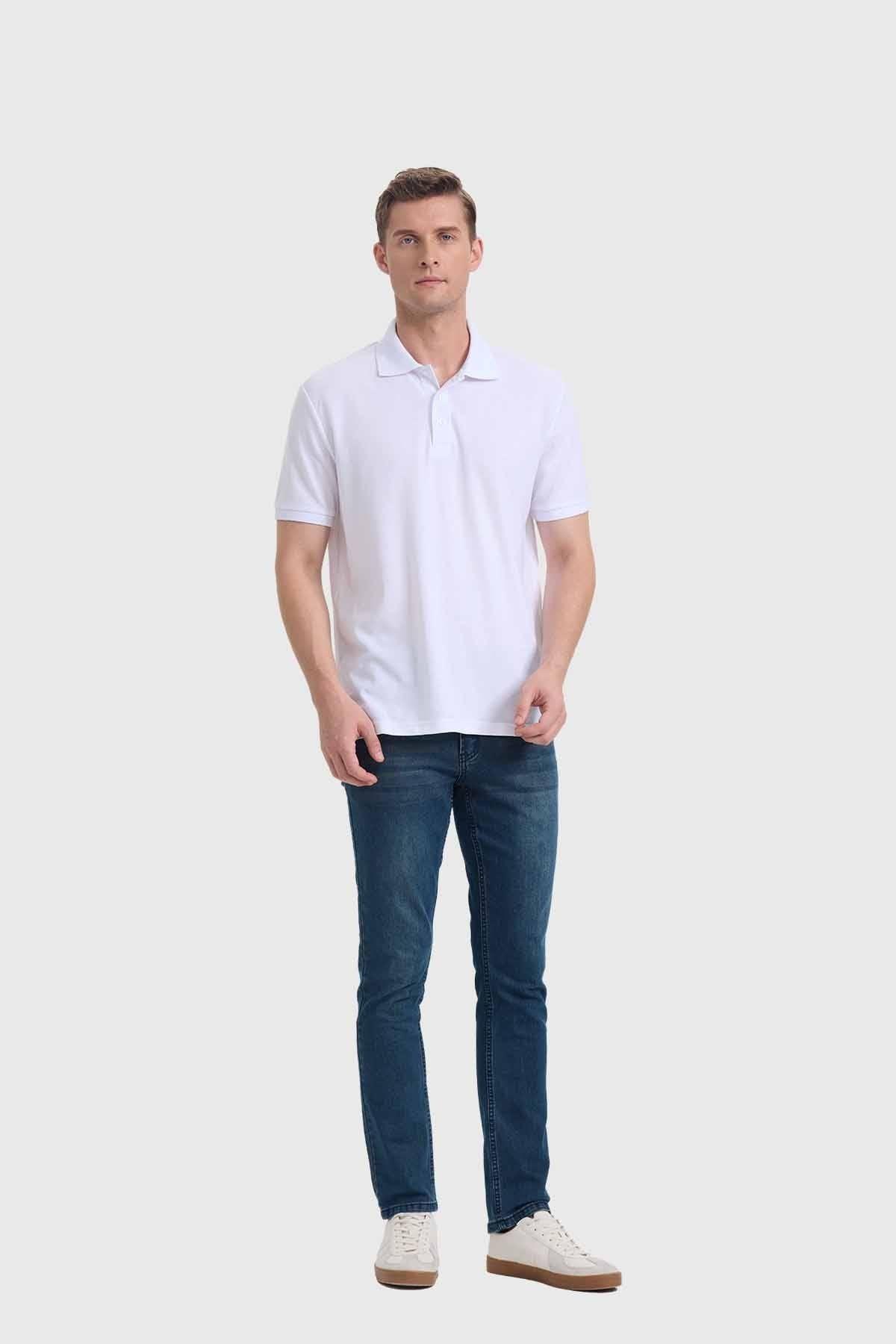 Polera Hombre Piqué Básica Blanco-3