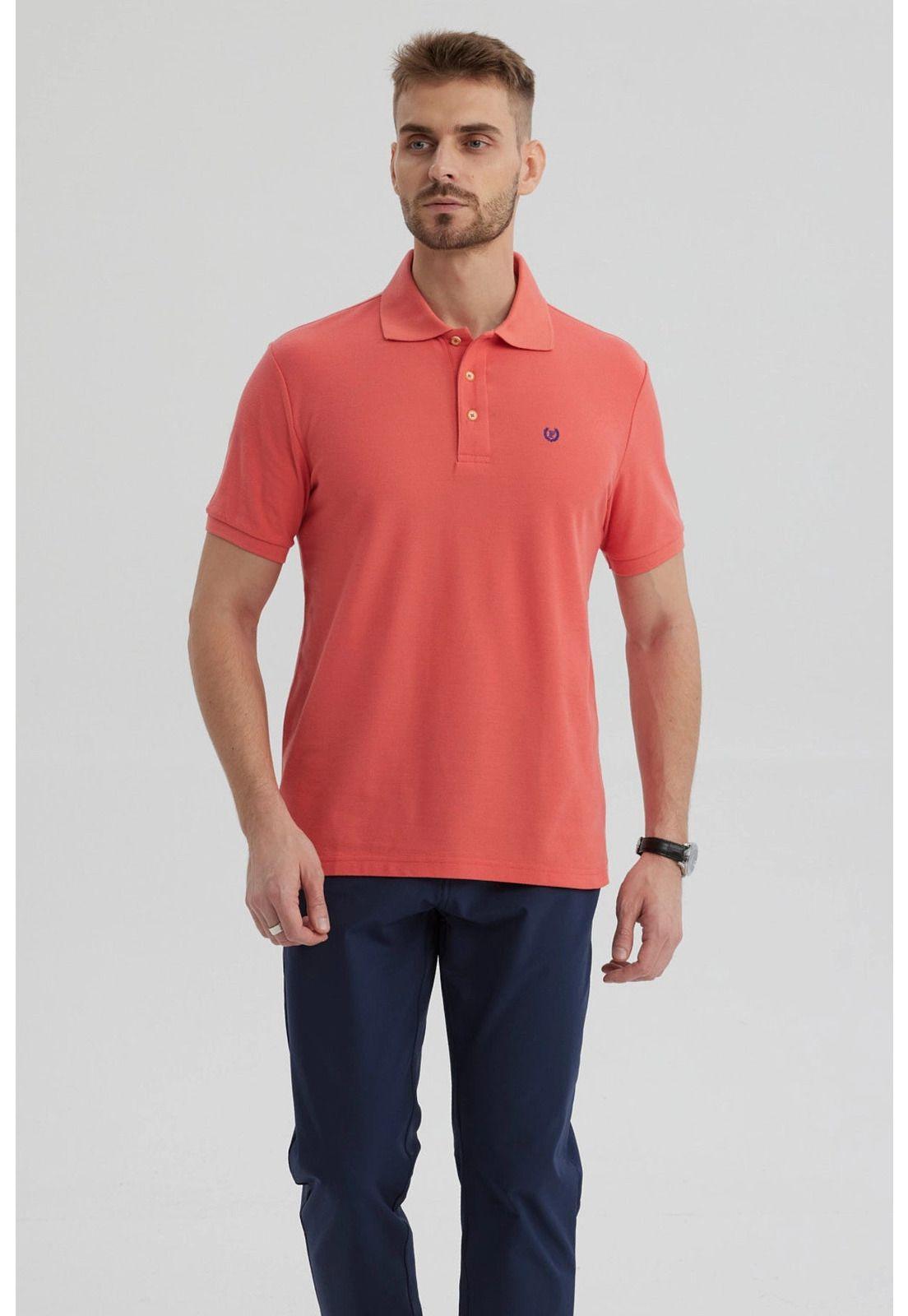 Polera Hombre Pique Básica Lisa Sandía - lll-0