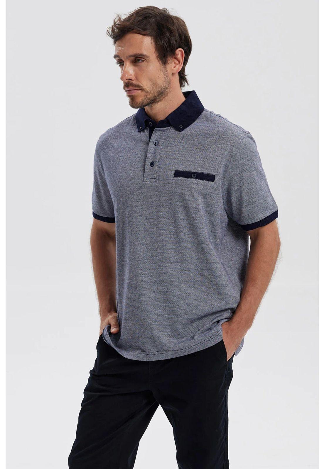 Polera Hombre Botón Gris-1