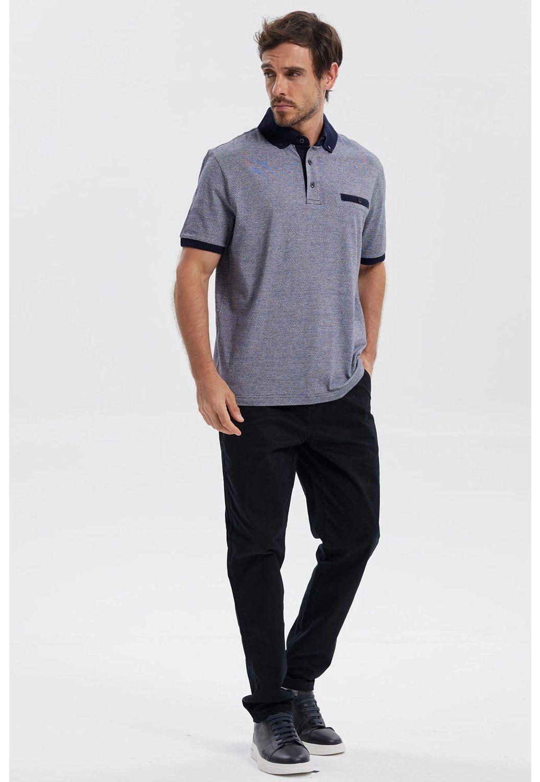 Polera Hombre Botón Gris-3