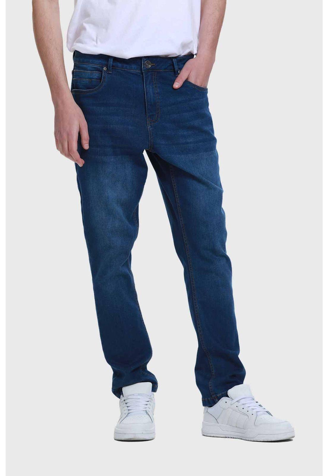 Jeans Hombre Slim Con Polar Azul-0