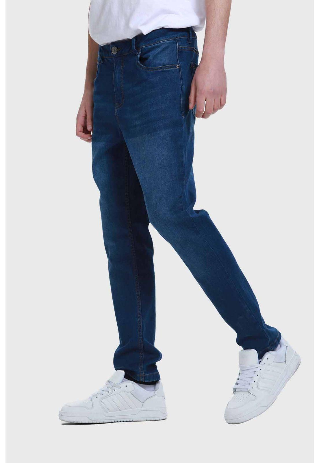 Jeans Hombre Slim Con Polar Azul-1