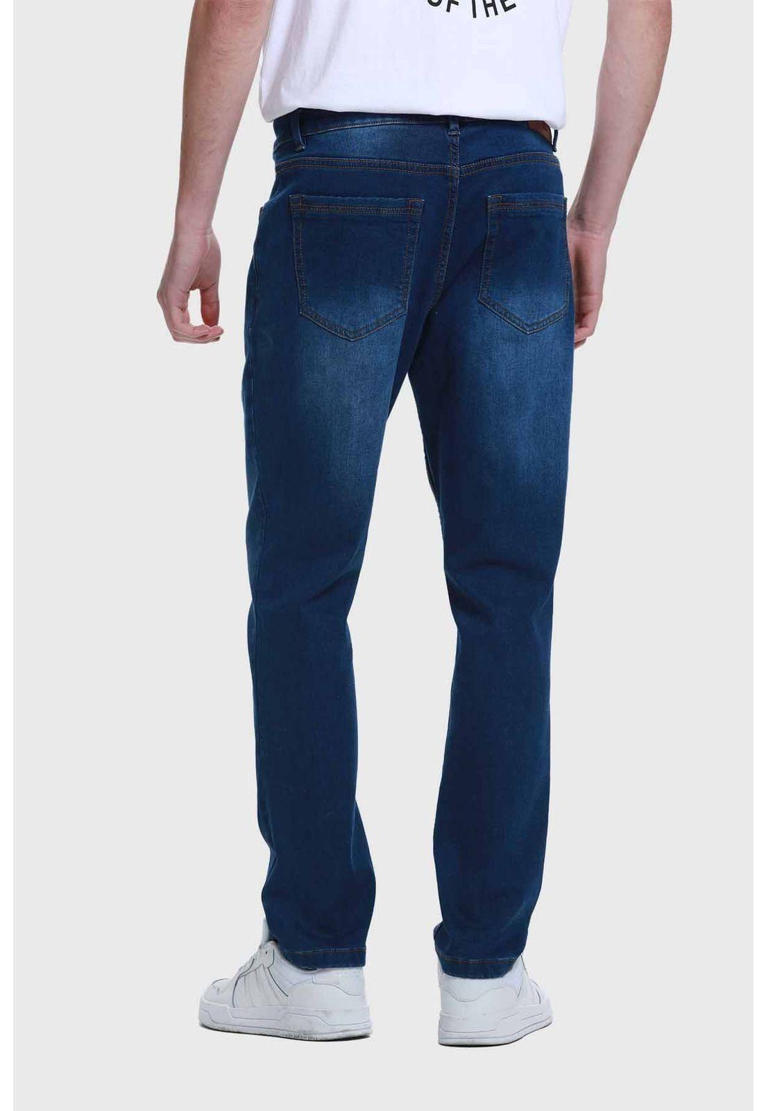 Jeans Hombre Slim Con Polar Azul-2