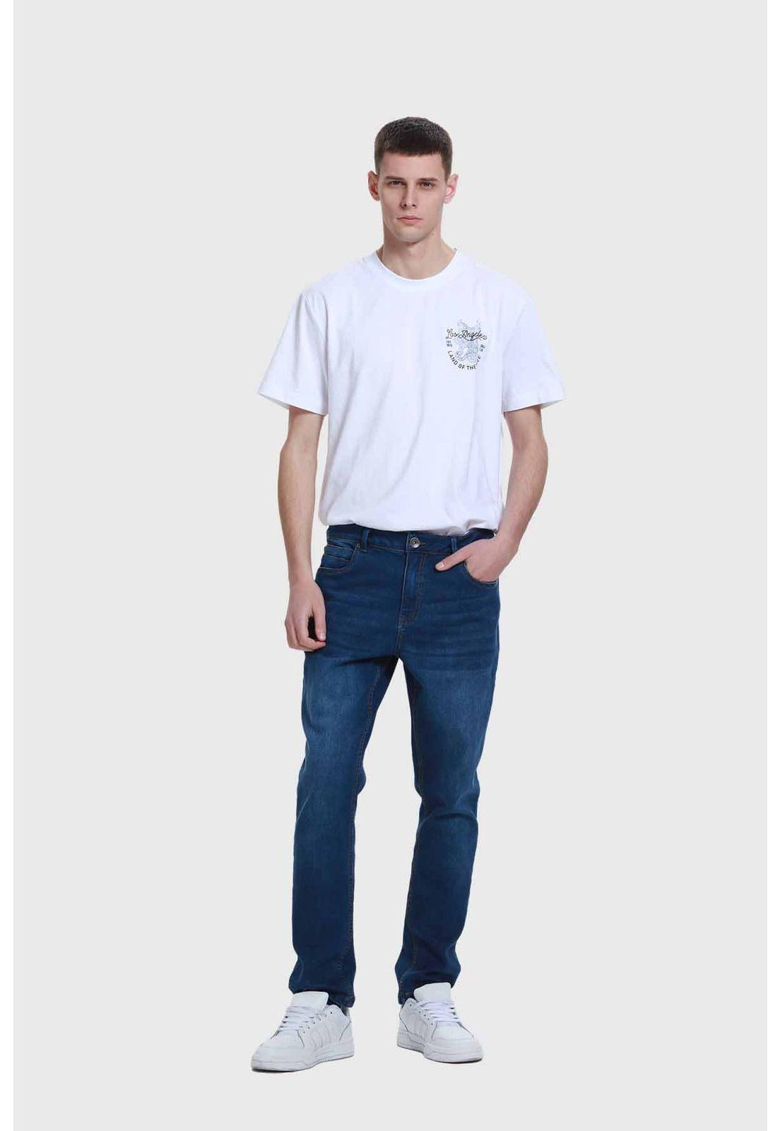 Jeans Hombre Slim Con Polar Azul-3