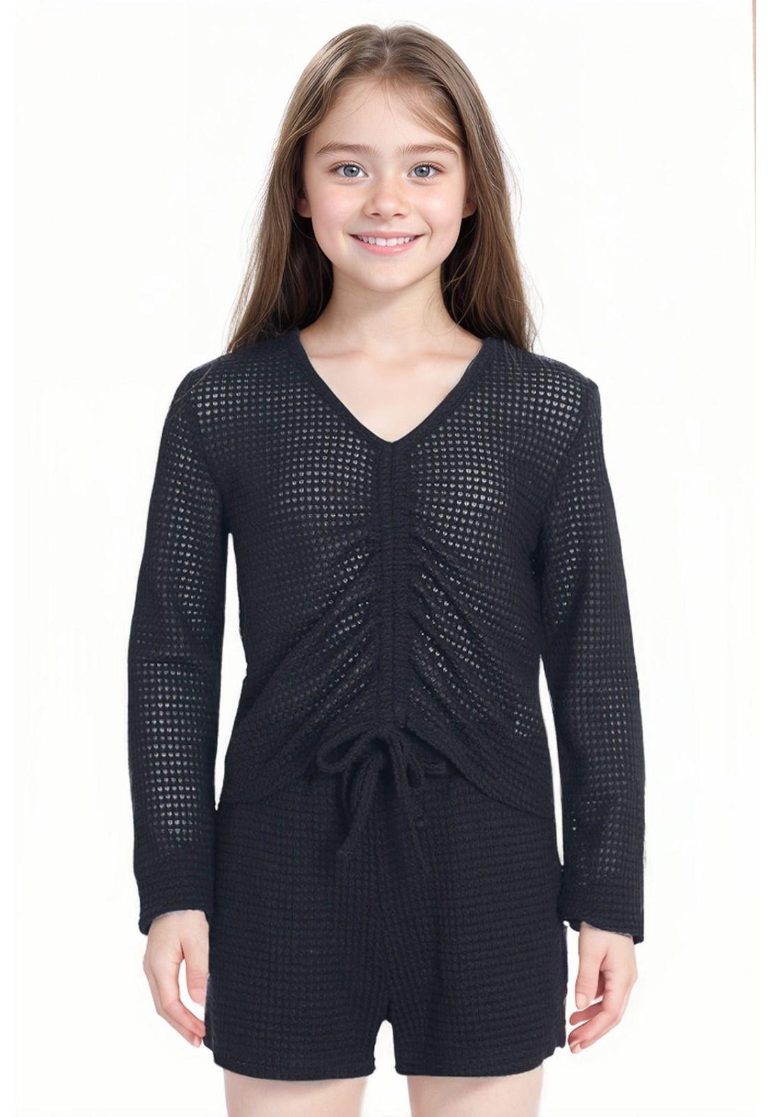 Polera Niña Tejida Negro-0
