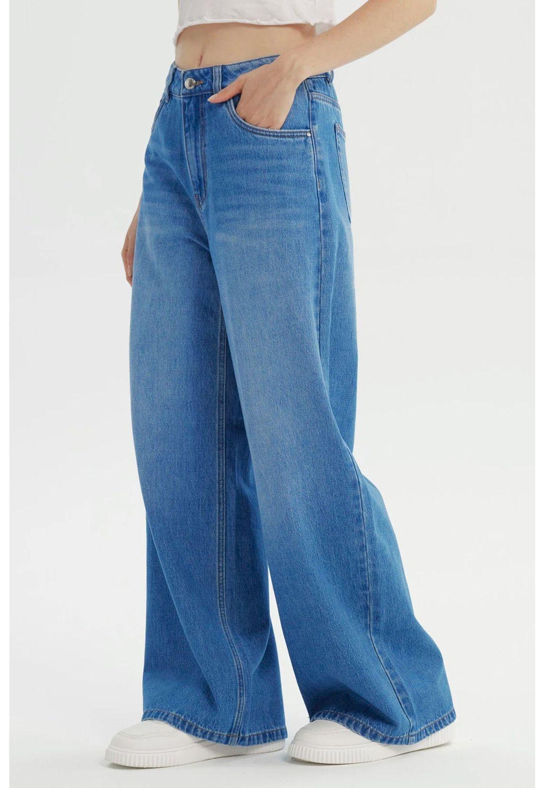 Jeans Mujer Wide Leg Azul-1