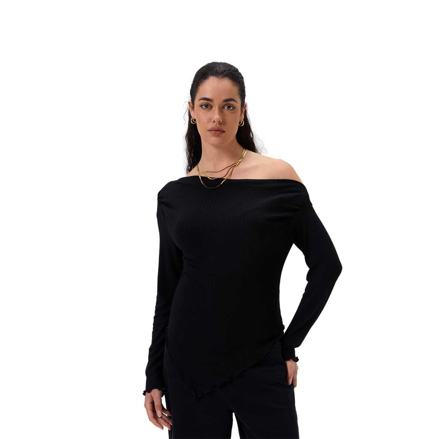 Polera Mujer C/Asimétrico Basta Negro Fashion's Park-0
