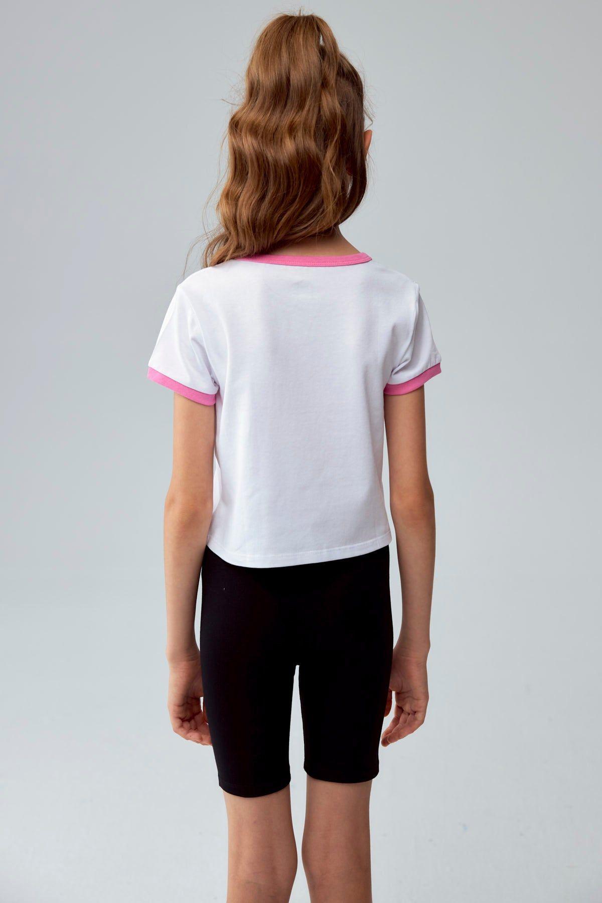 Polera Niña Con Rib A Contraste Rosado-2