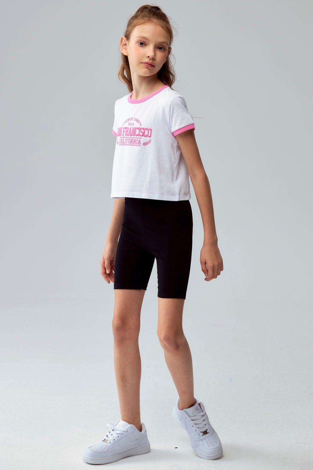 Polera Niña Con Rib A Contraste Rosado-3