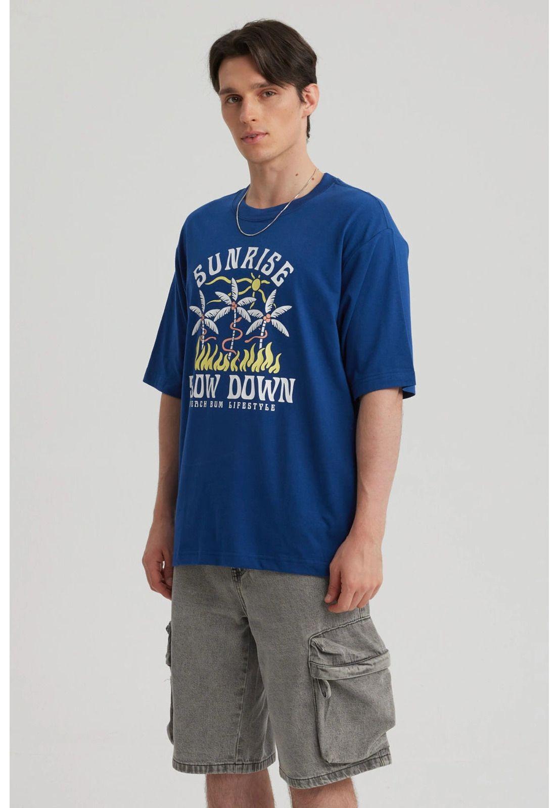 Polera Hombre Print Central Azul - lll-3