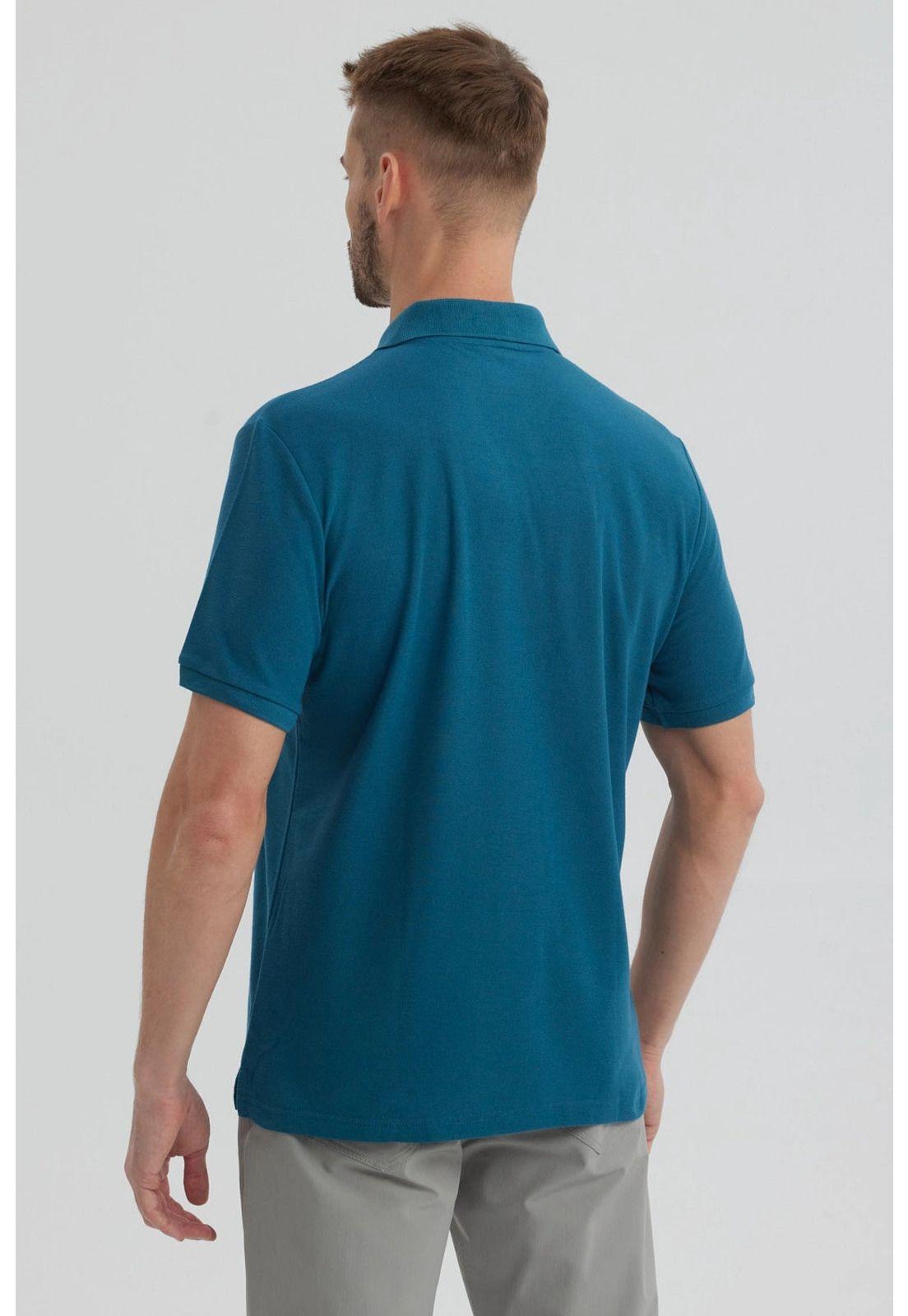 Polera Hombre Piqué Básica Lisa Petróleo - lV-2