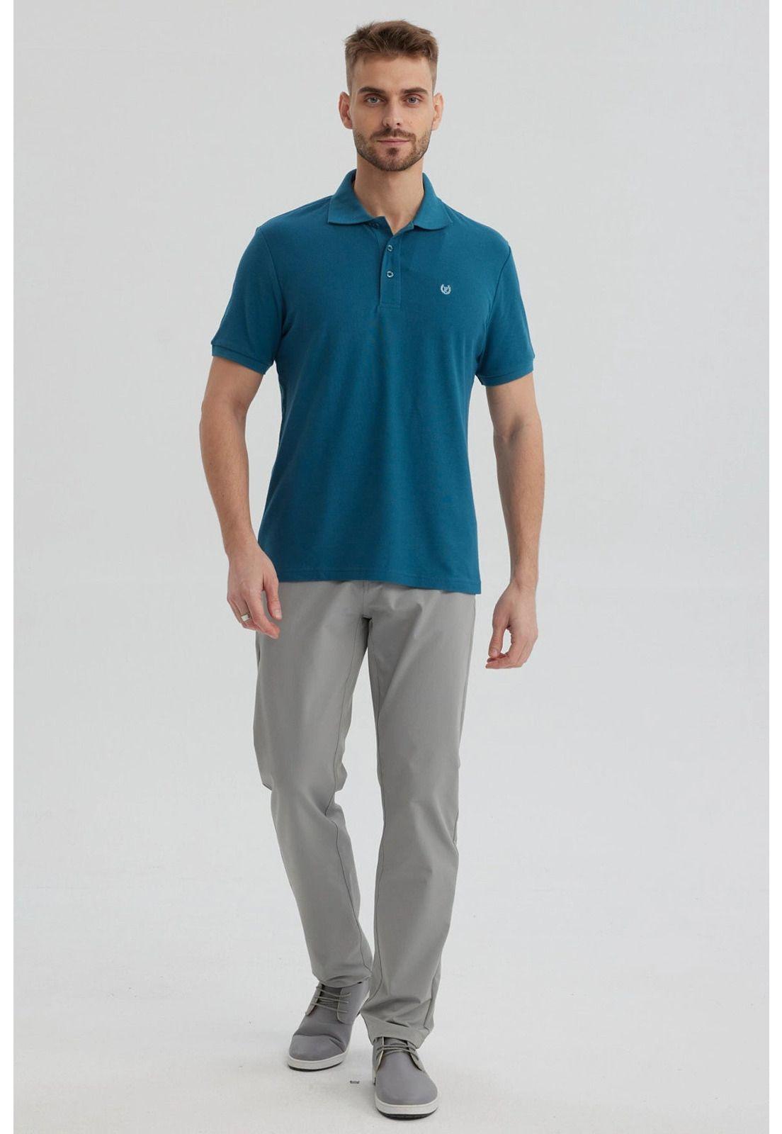 Polera Hombre Piqué Básica Lisa Petróleo - lV-3