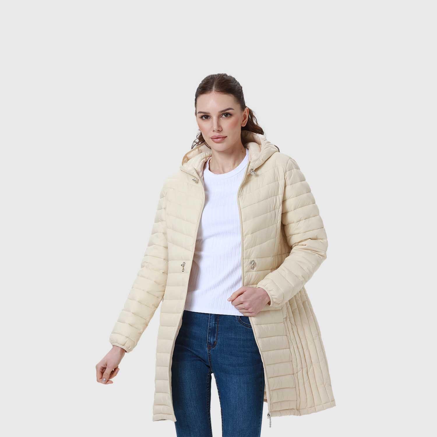 Parka Mujer Modelo Largo Beige-2