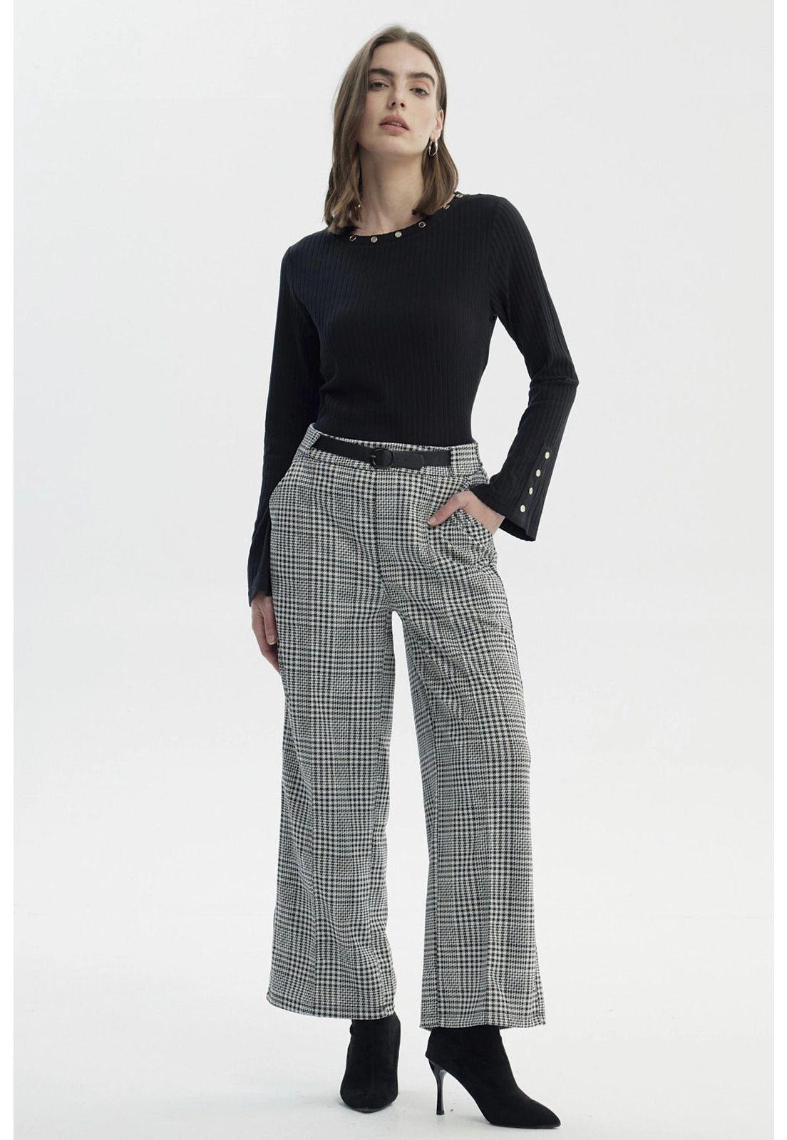 Pantalón Mujer Sastrero Cinturón Crudo-3