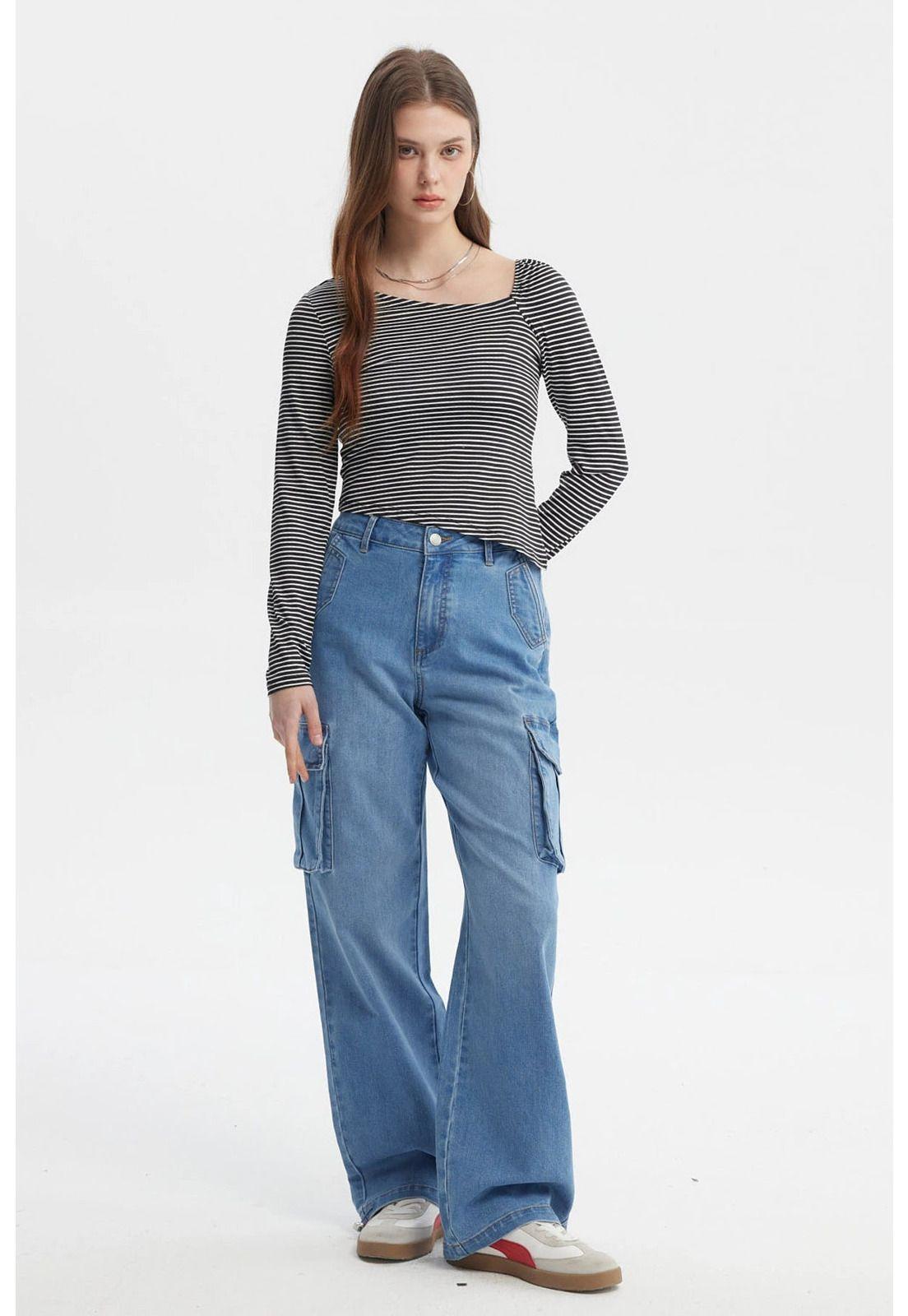 Polera Mujer Asimétrica Rayas Negro-3