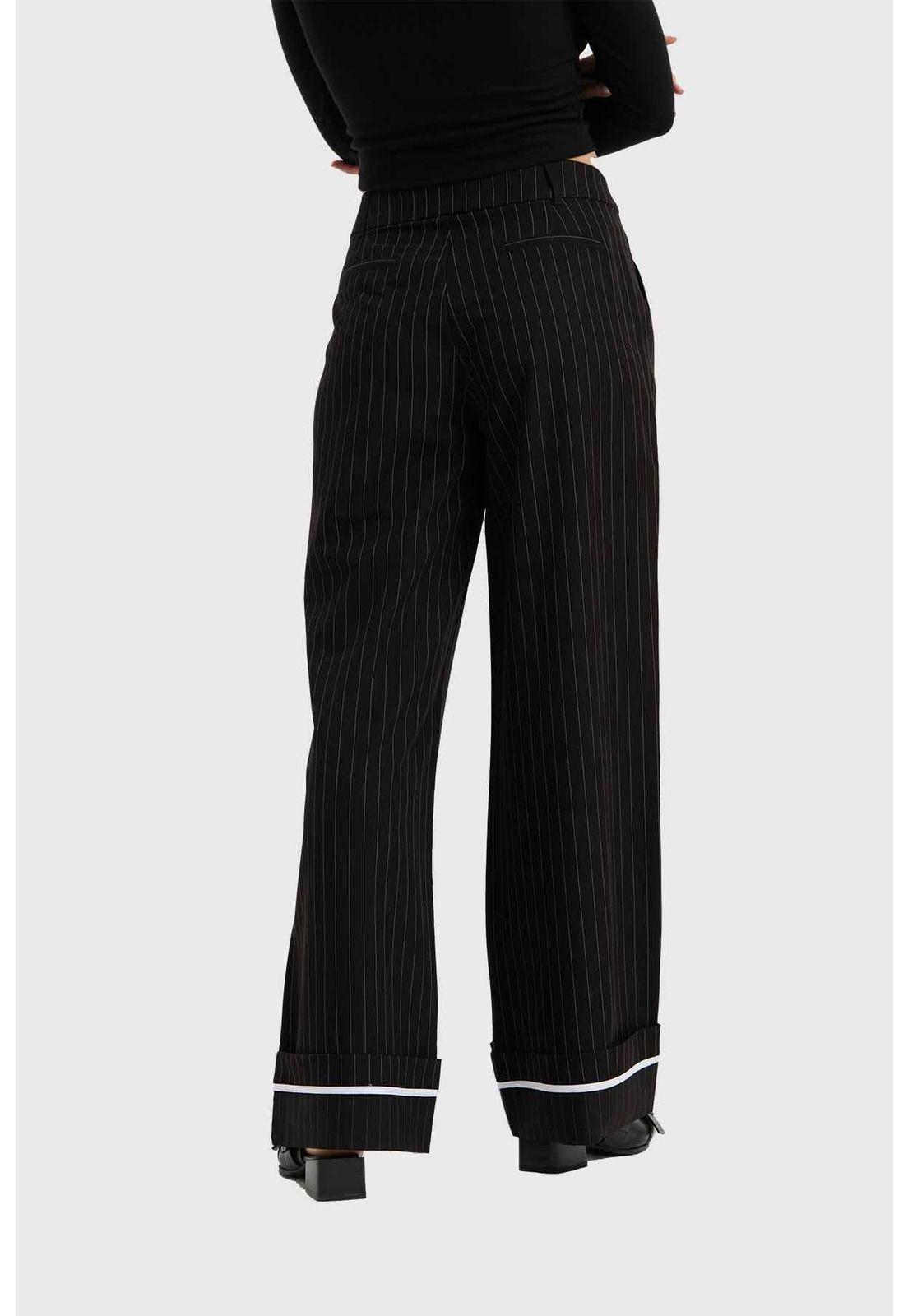 Pantalón Mujer Sastre Listado Negro-2