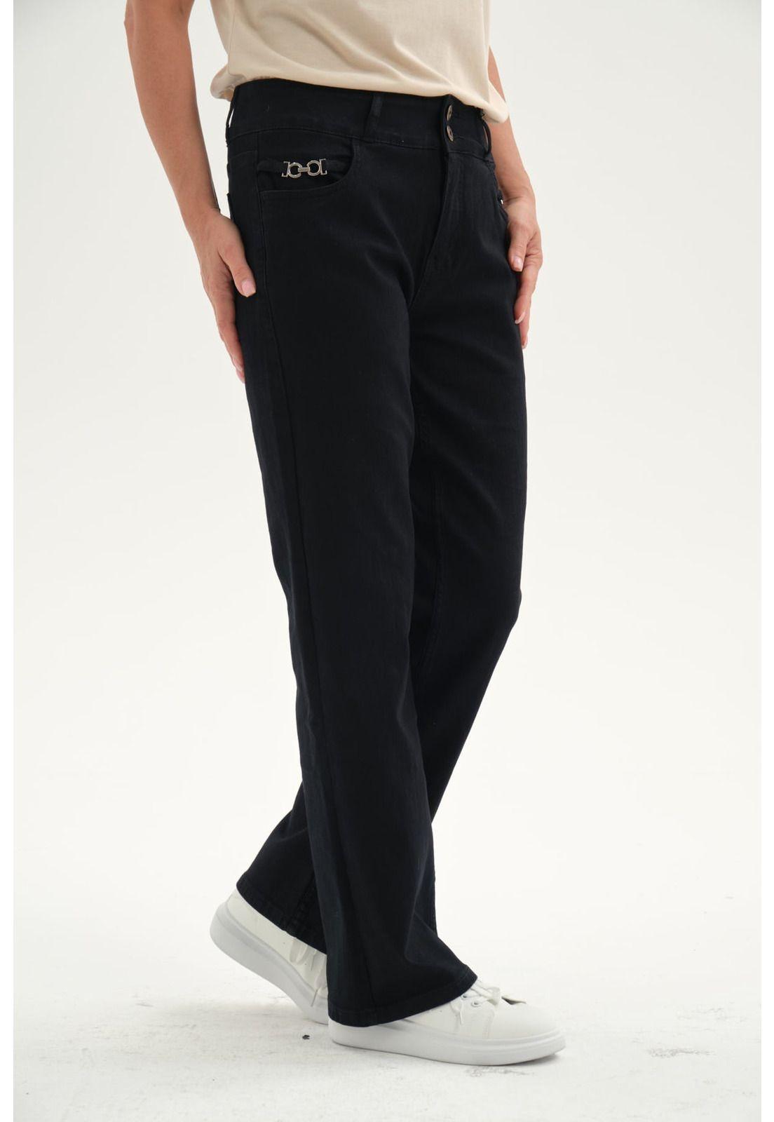 Jeans Mujer Flare Tiro Alto Negro-1