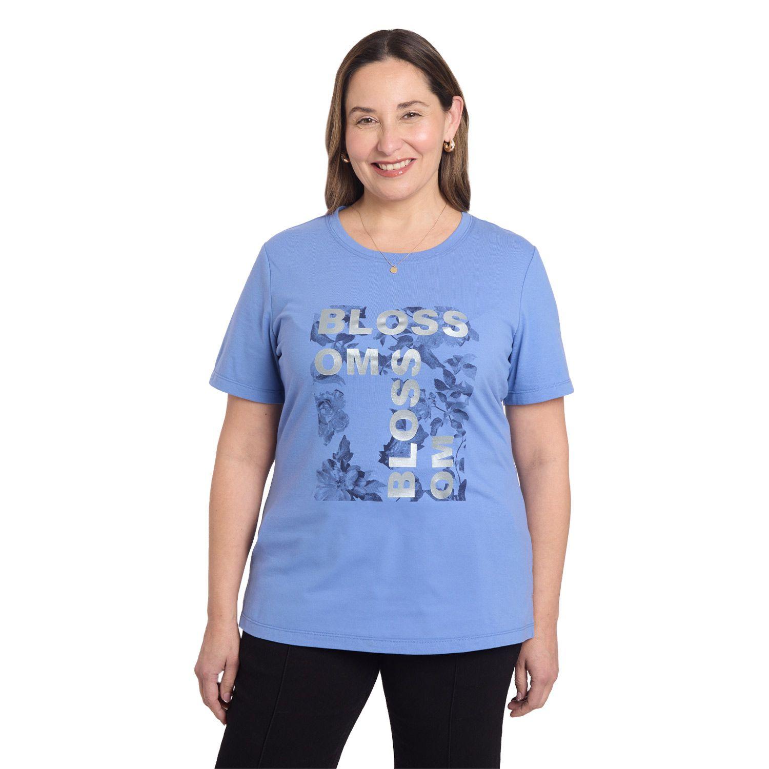 Polera Mujer Print Posicional Celeste Fashion's Park-0