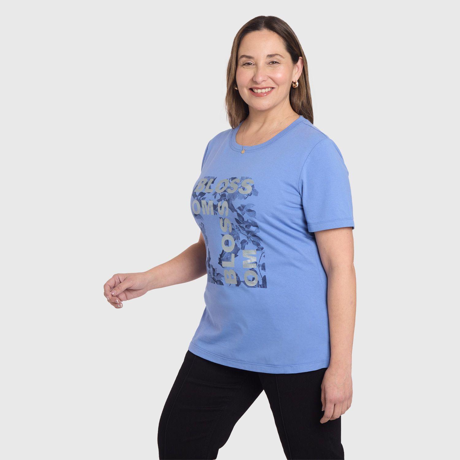 Polera Mujer Print Posicional Celeste Fashion's Park-1