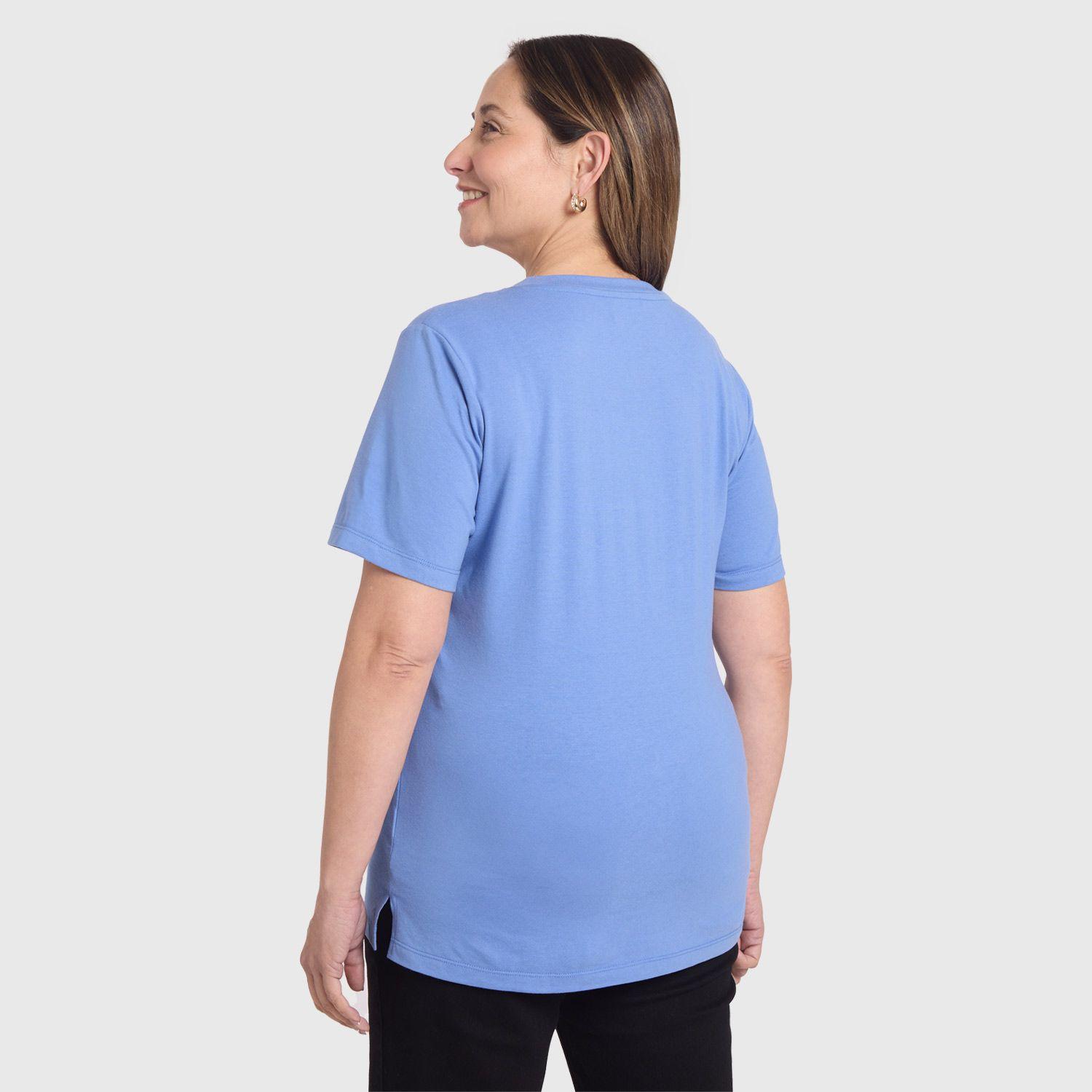 Polera Mujer Print Posicional Celeste Fashion's Park-2