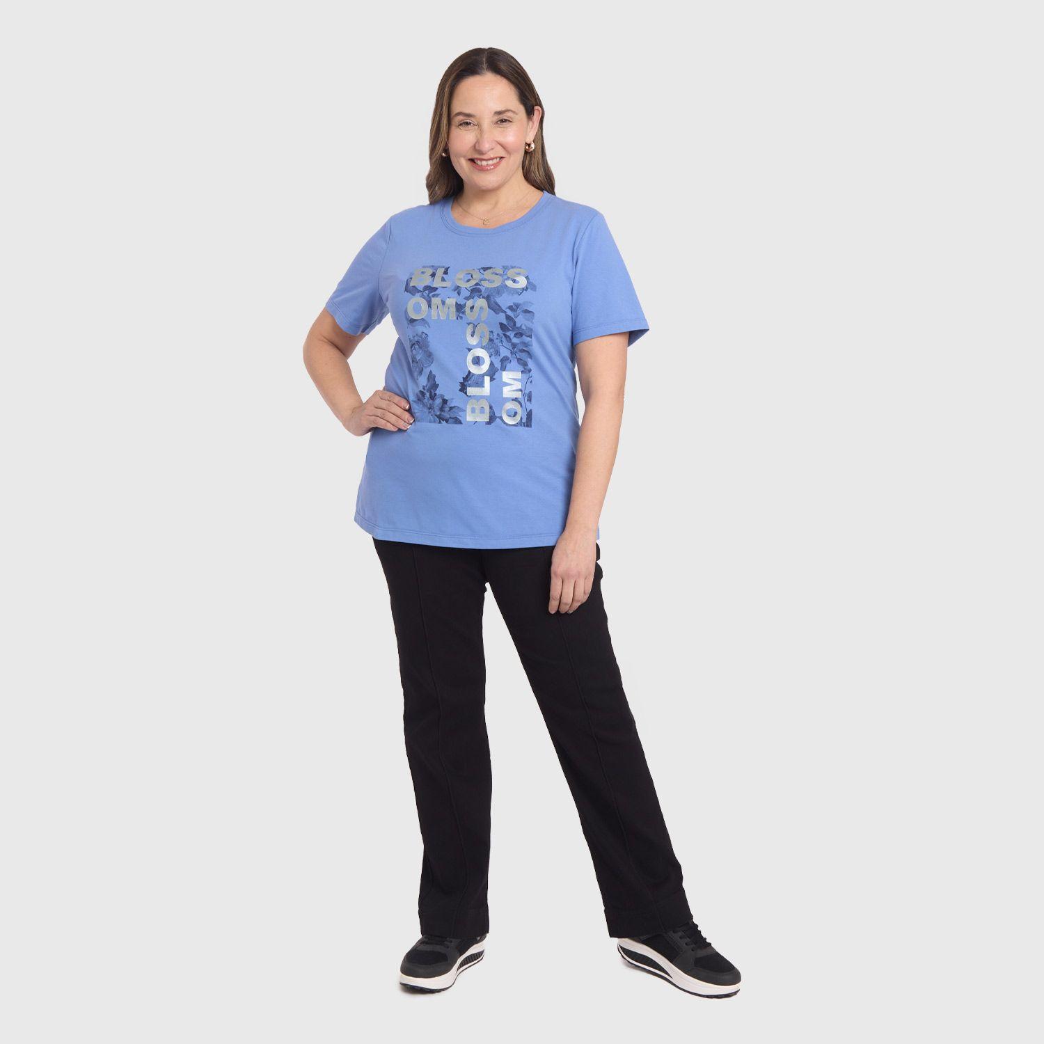 Polera Mujer Print Posicional Celeste Fashion's Park-3