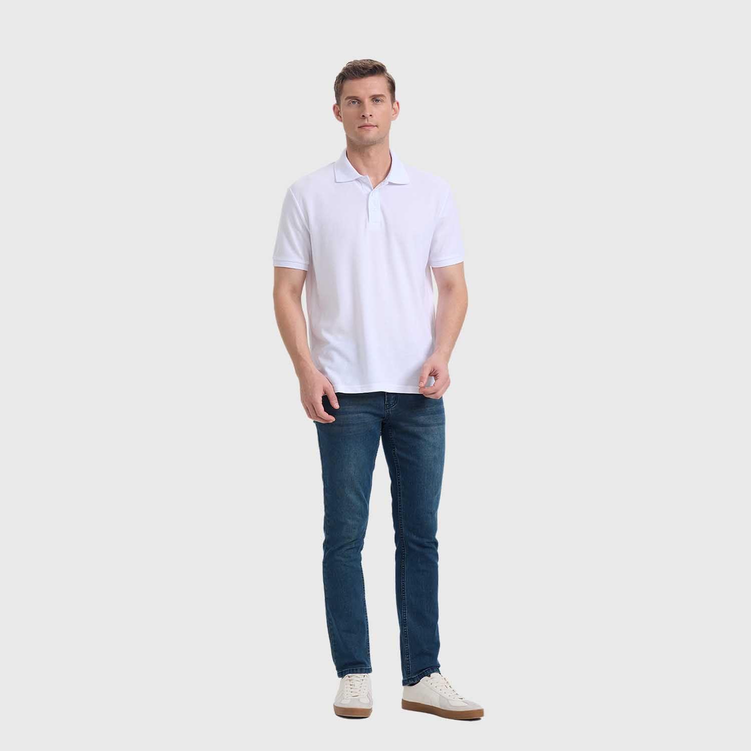 Polera Hombre Pique Lisa Básica Blanco Fashion's Park-3