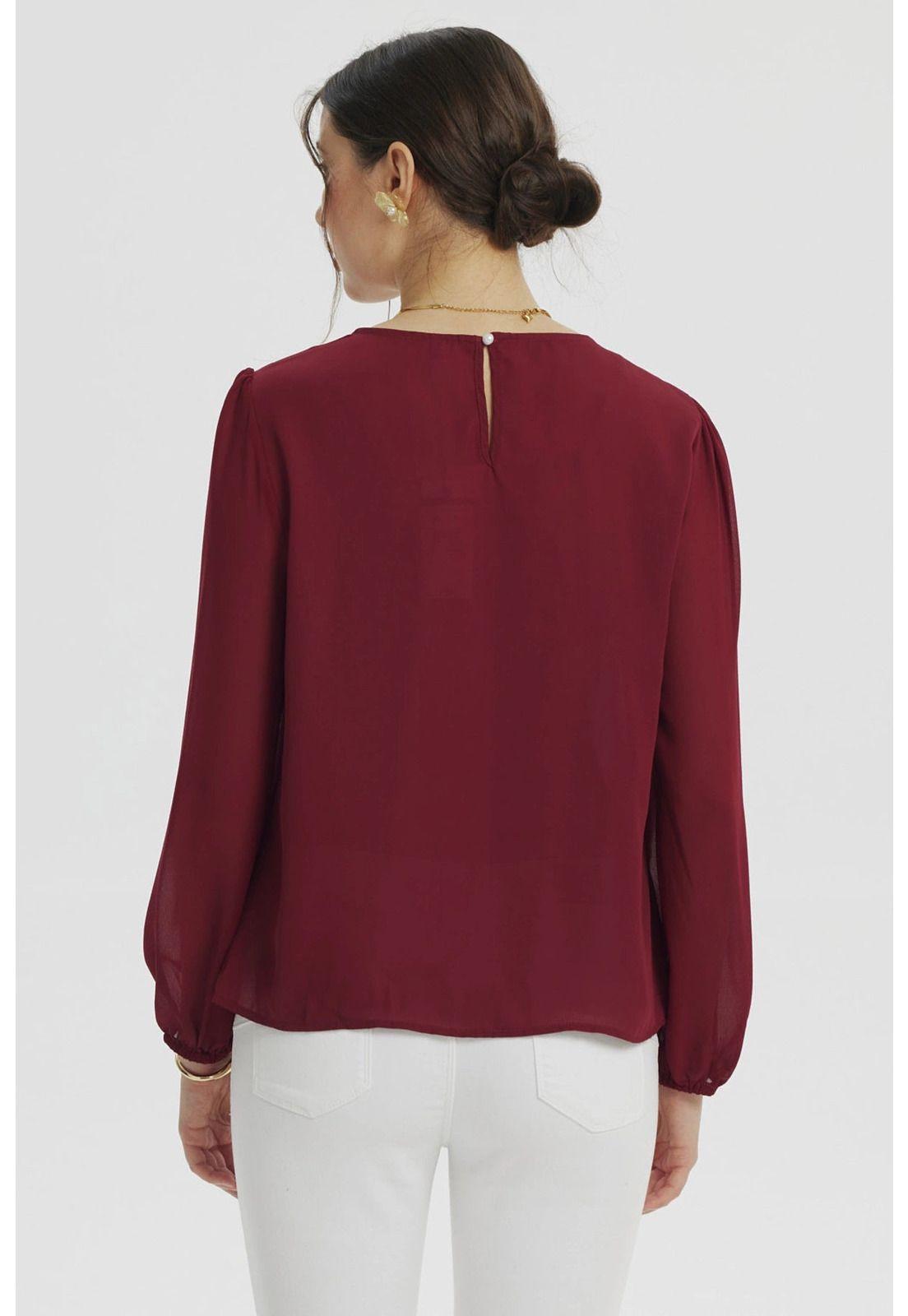 Blusa Mujer Holgada Transparencia Burdeo-2