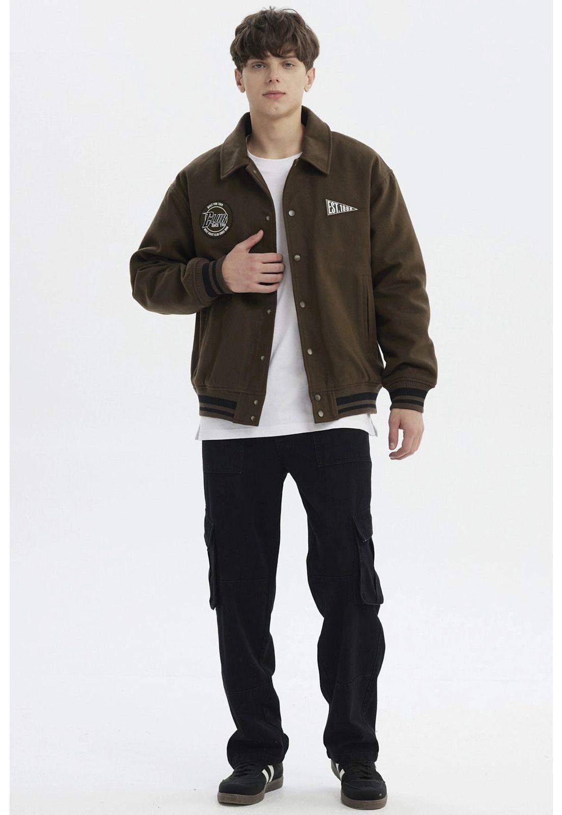 Chaqueta Hombre Slim Cuello Camisero Verde Militar-3
