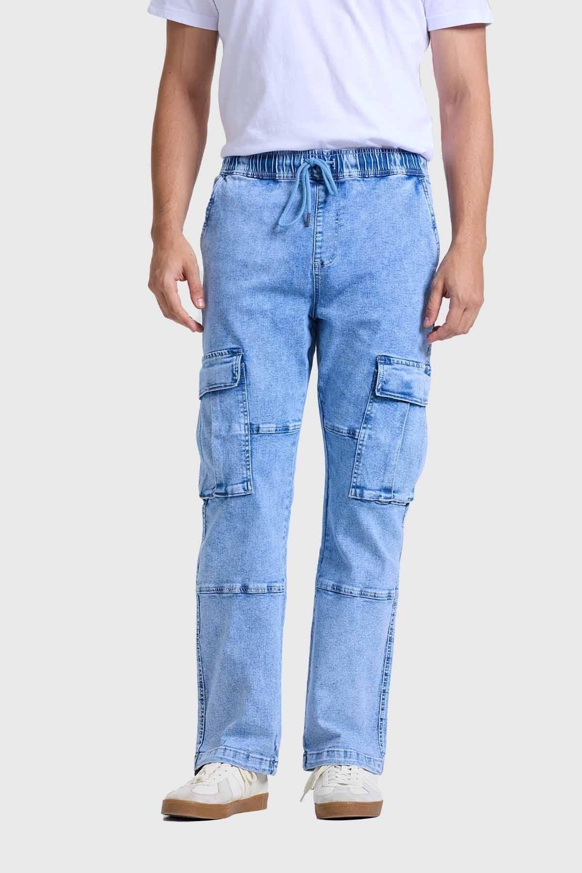Jeans Hombre Doble Cargo Azul-0