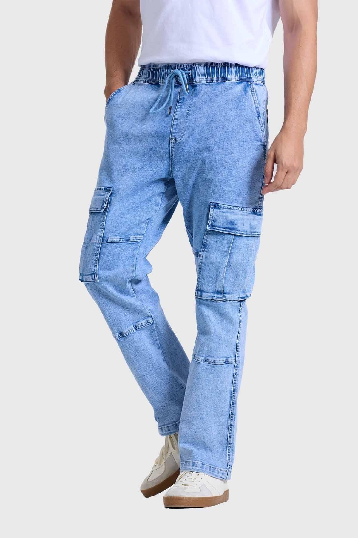 Jeans Hombre Doble Cargo Azul-1