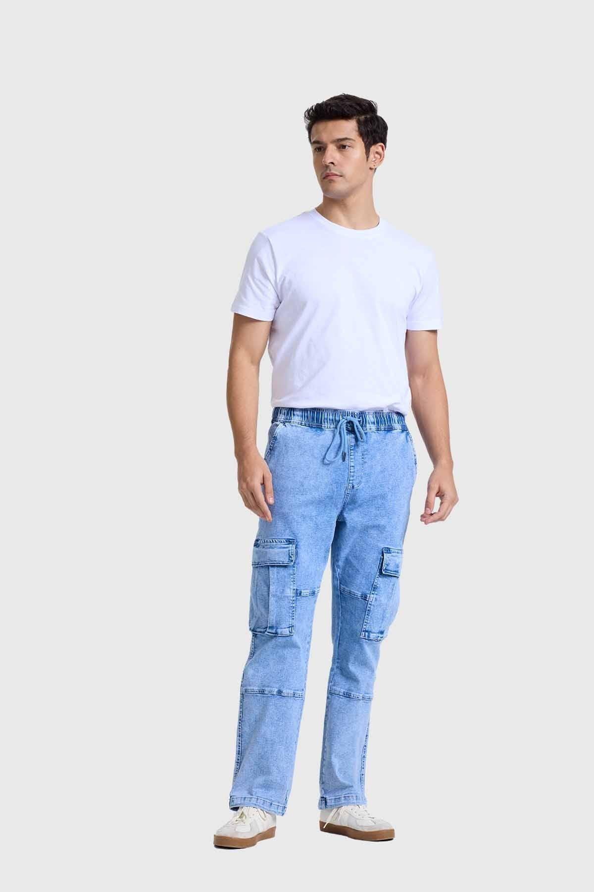 Jeans Hombre Doble Cargo Azul-3