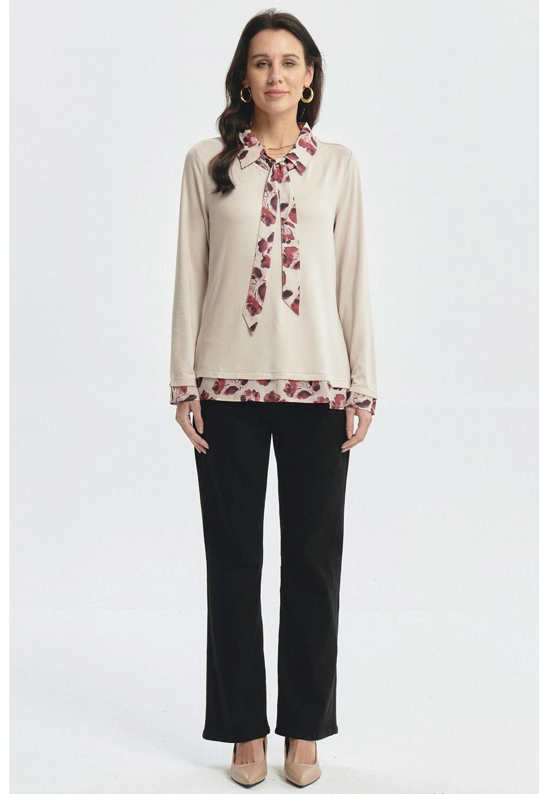 Polera Mujer Aplicación Pañuelo Beige-3