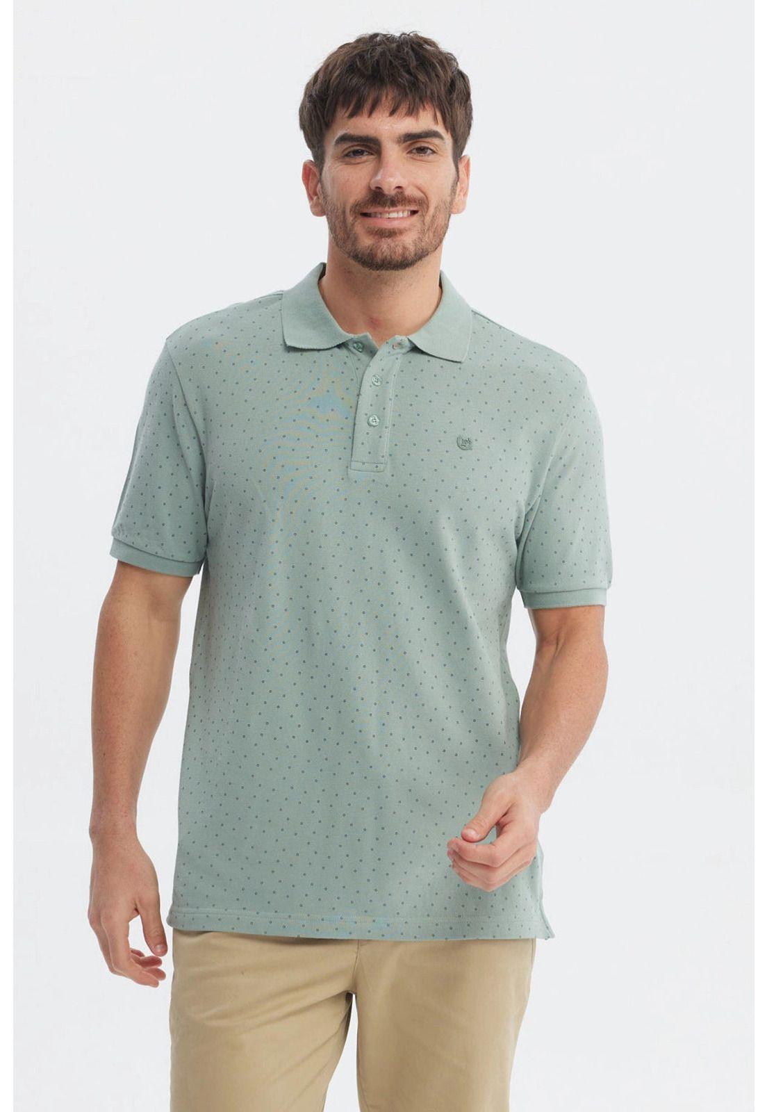 Polera Hombre Pique Mini Print Verde-0