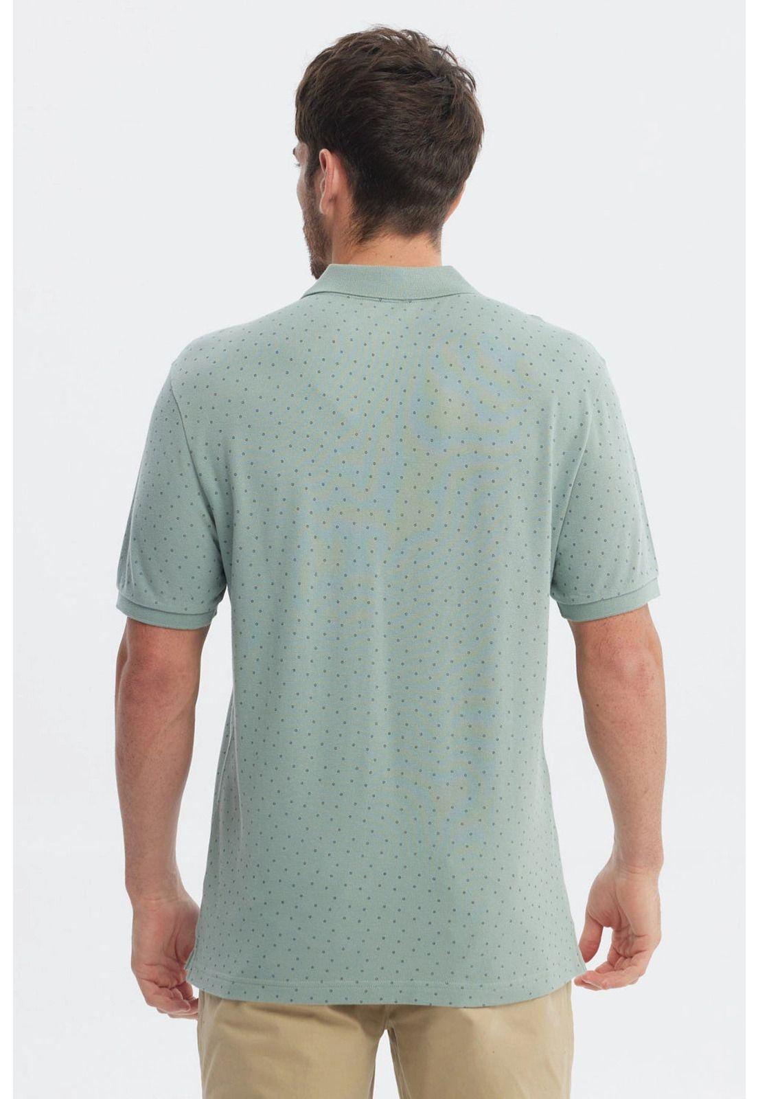 Polera Hombre Pique Mini Print Verde-2