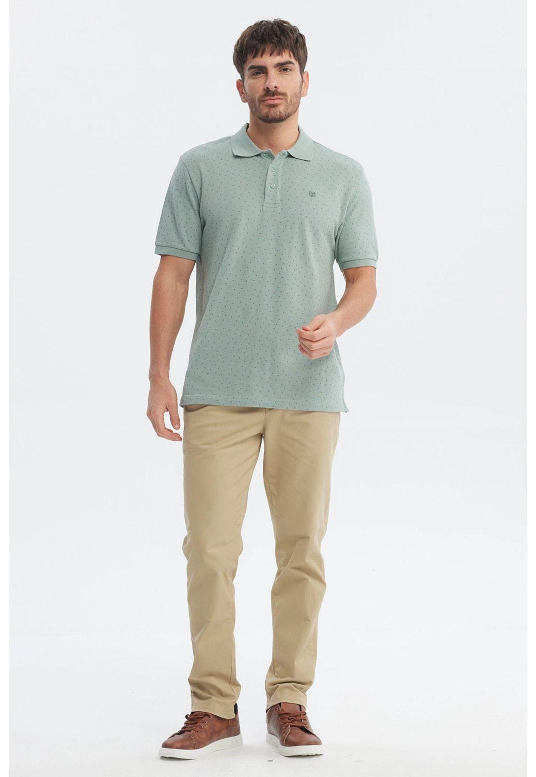 Polera Hombre Pique Mini Print Verde-3