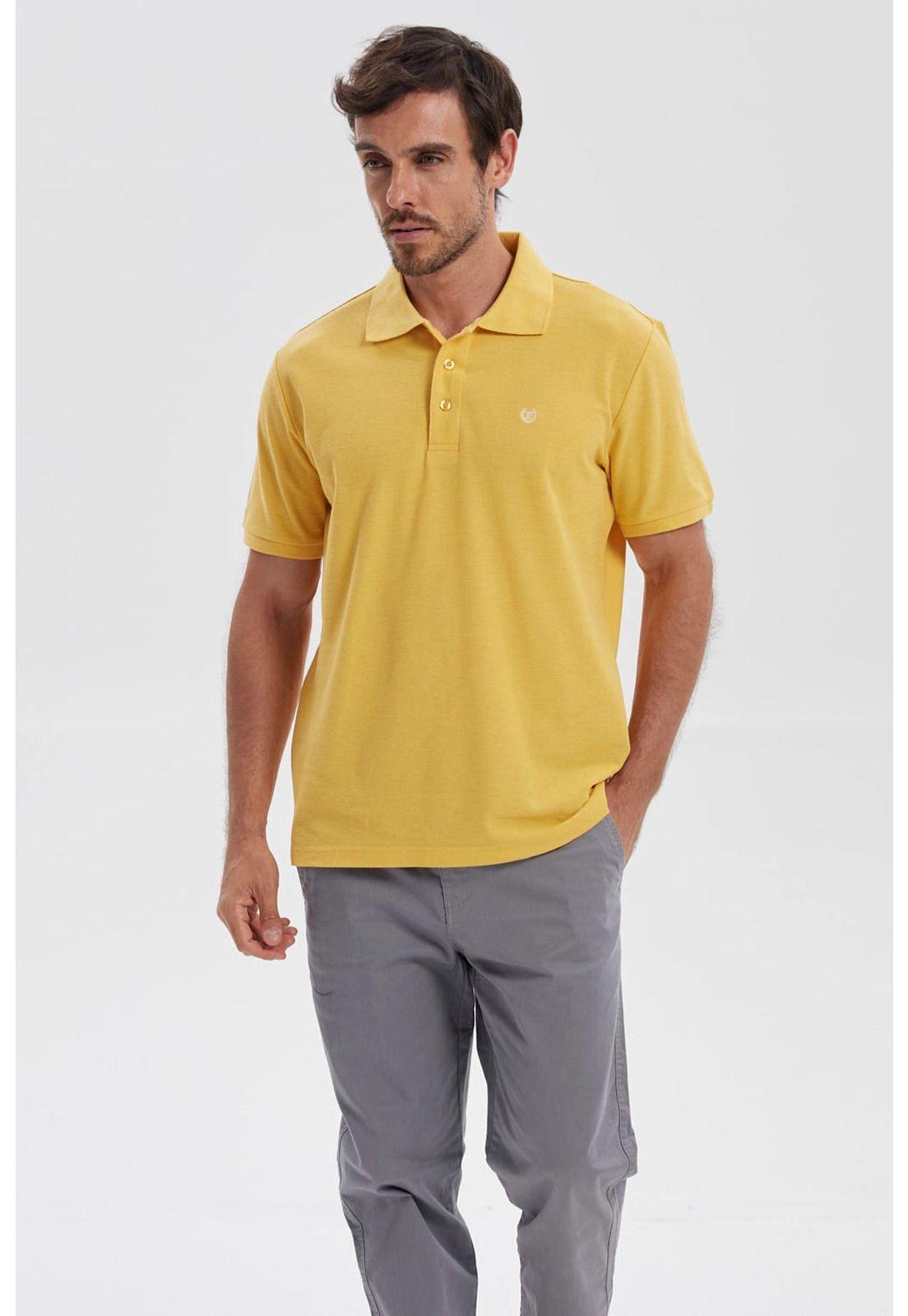 Polera Hombre Piqué Básica Lisa Naranjo-0