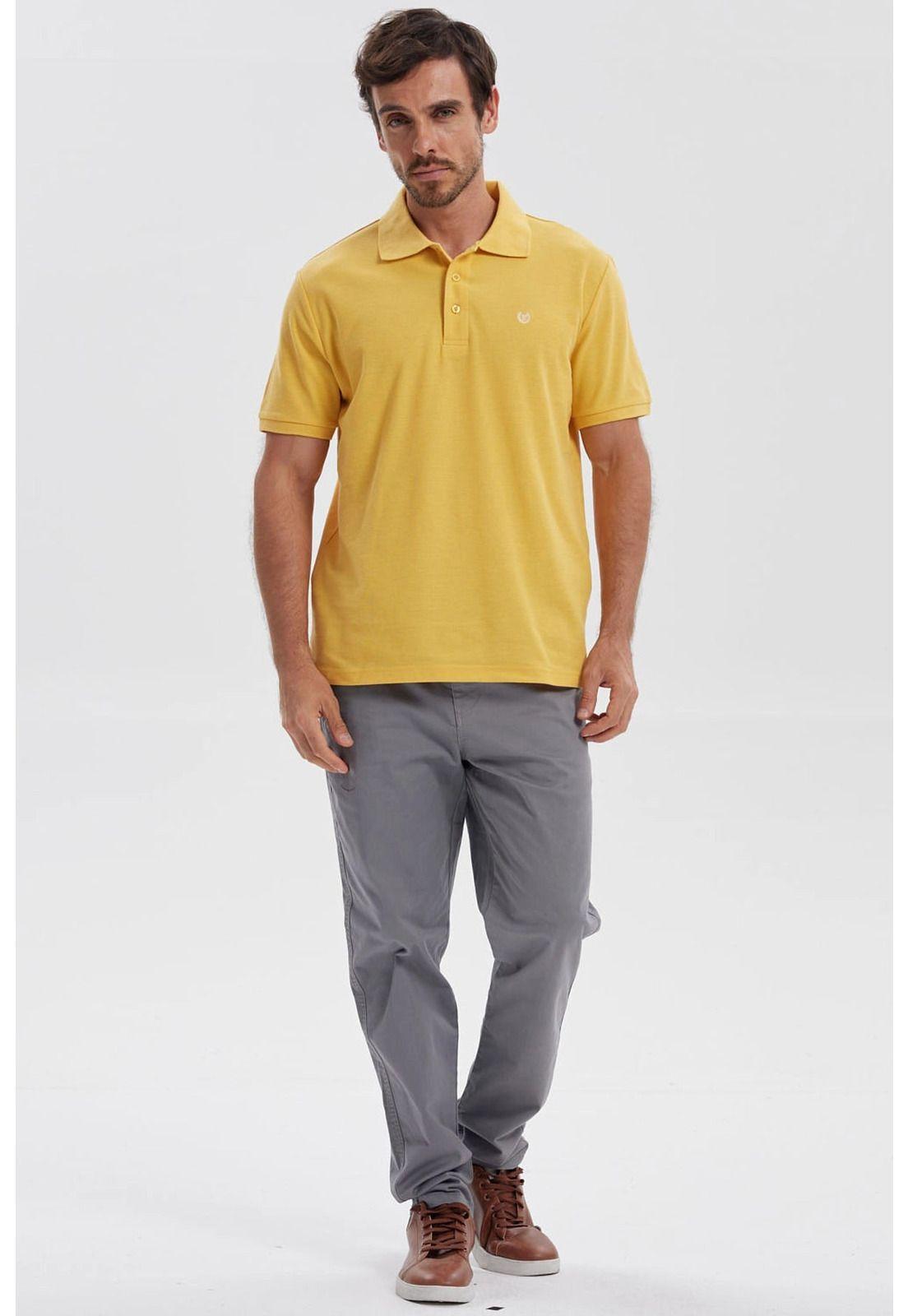 Polera Hombre Piqué Básica Lisa Naranjo-3