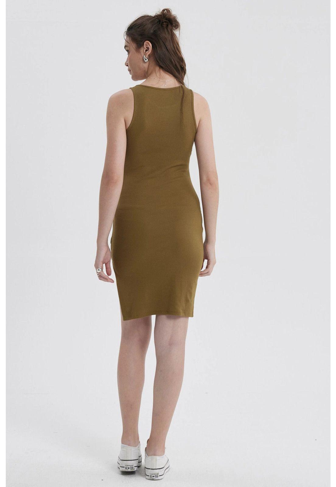Vestido Mujer Halter Midi Verde Olivo-1