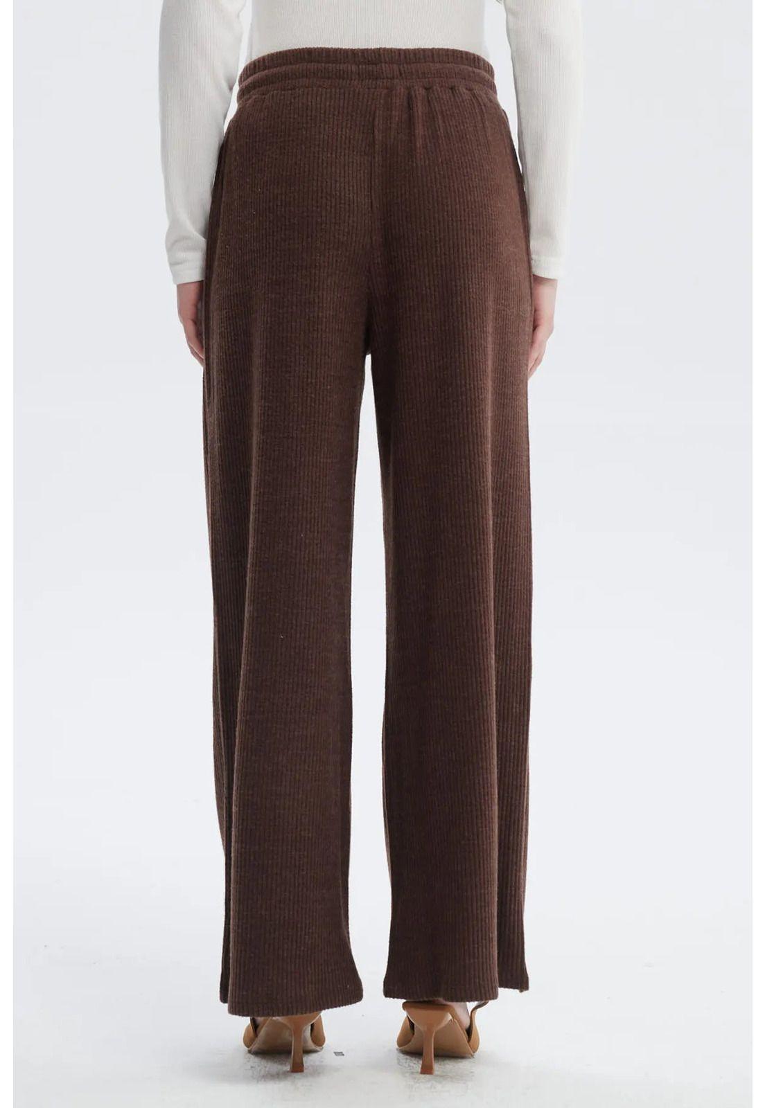 Pantalón Mujer Pretina Con Cordón Chocolate-2