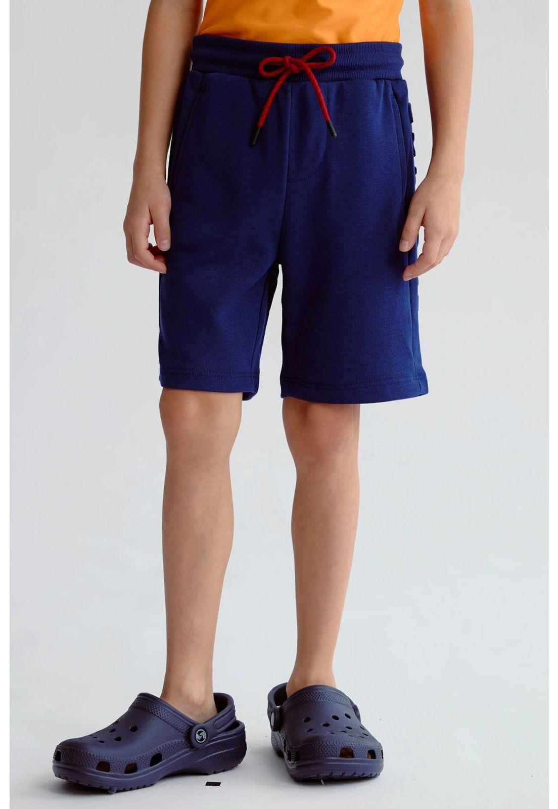 Bermuda Niño Letras Laterales Azul Oscuro-0