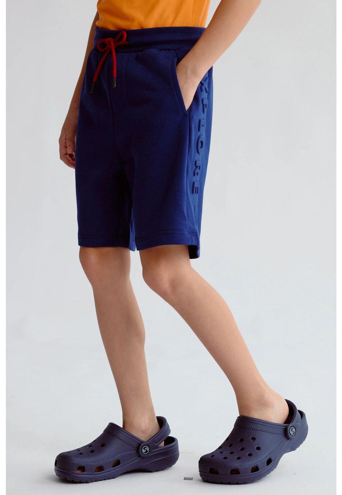 Bermuda Niño Letras Laterales Azul Oscuro-1