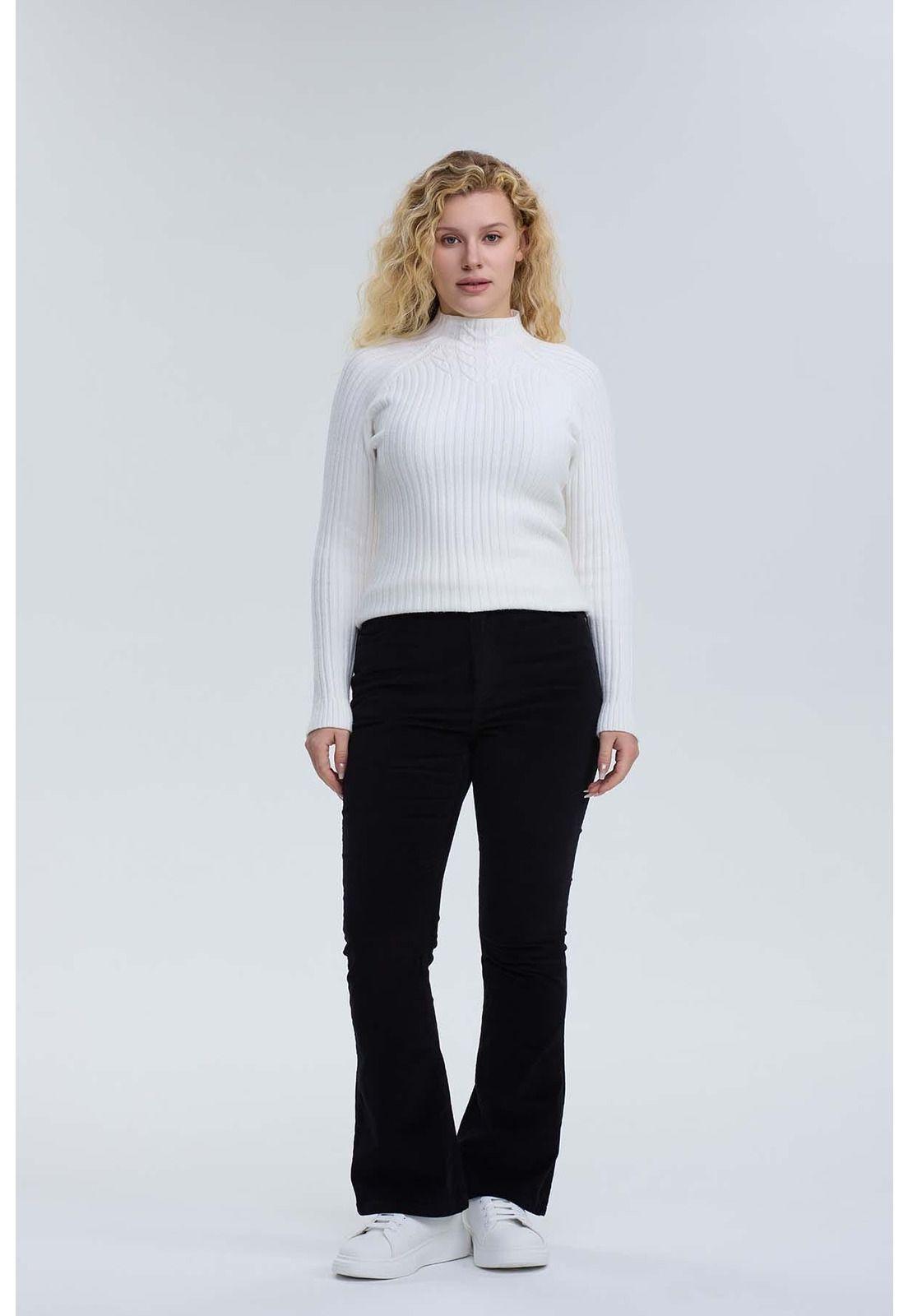 Pantalón Mujer Flare Cotelé Negro-3