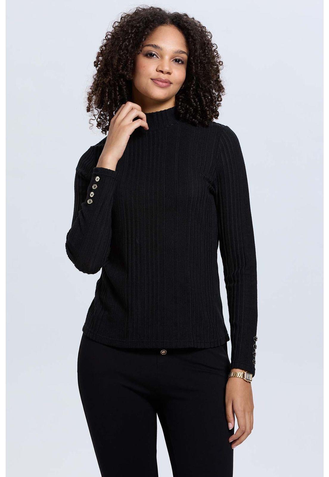 Polera Mujer Camman De Rib Lisa Negro-0